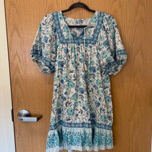 Old Navy Blue Floral Boho Peasant Dress M | Cottagecore